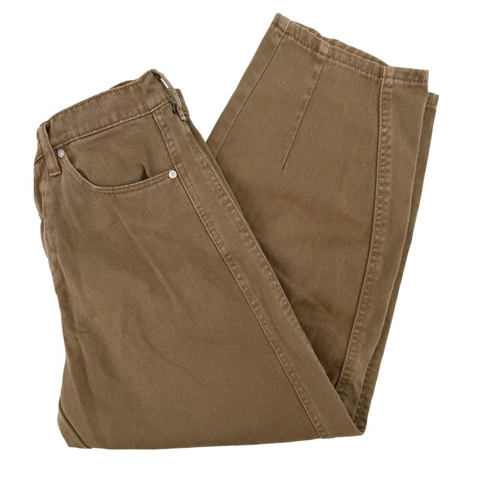 OAT New York Women Mocha Brown Barrel Leg High Rise Jeans Size 4 27 Tapered Pant